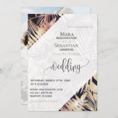 *~* Palm RSVP QR AR21トロピカルフォト結婚ズ 招待状 (正面/裏面)