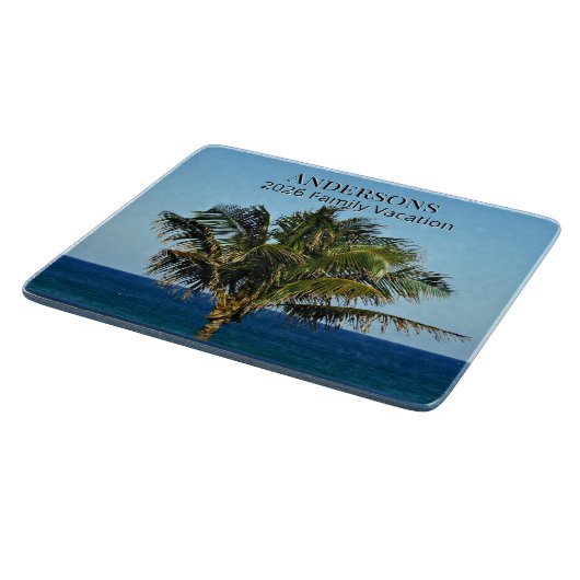 Palm Shore Reflections | 家族の名前と旅行の年 カッティングボード (角)
