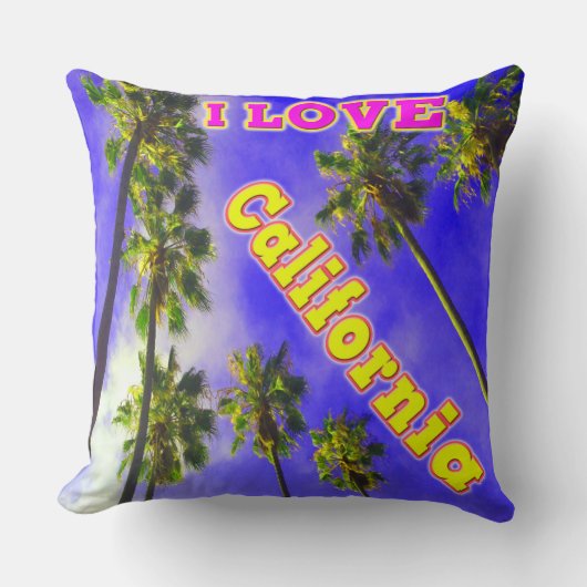 「Palm Sky: I LOVE California 1」枕 クッション (正面)