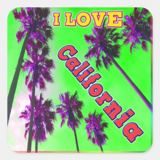 「Palm Sky: I LOVE California 2」ステッカー スクエアシール (正面)