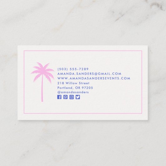 Palm, Social Club aesthetic, event planner 名刺 (裏面)