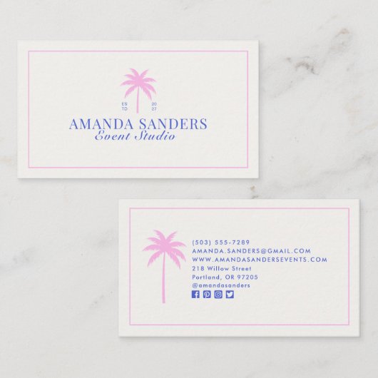 Palm, Social Club aesthetic, event planner 名刺 (正面/裏面)