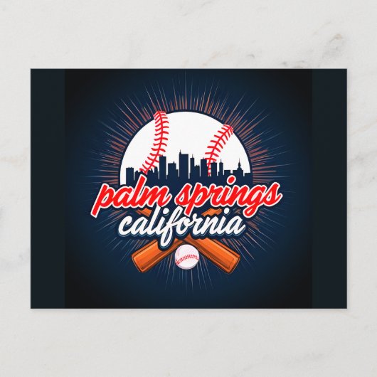 Palm Springs カリフォルニア 野球の街のスカイライン ポストカード (正面)