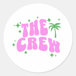 palm springs bachelorette party crew pink retro ラウンドシール