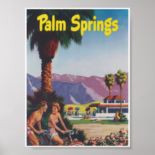 Palm Springs California Retro Vintage Travel ポスター (正面)