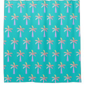  Palm Springs Caribbean Blue Tropical Palm Tree シャワーカーテン (正面)