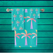  Palm Springs Caribbean Blue Tropical Palm Tree バスマット