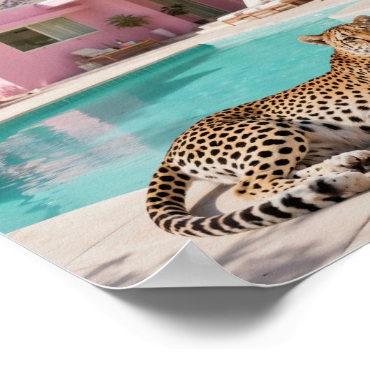 Palm Springs Leopard Retro Mid-Century Modern ポスター (角)