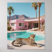 Palm Springs Leopard Retro Mid-Century Modern ポスター (正面)