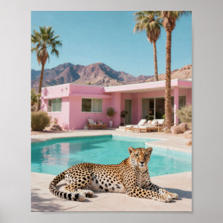 Palm Springs Leopard Retro Mid-Century Modern ポスター