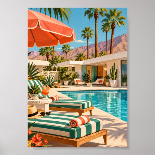 palm springs, mid century modern, retro art, vinta ポスター (正面)