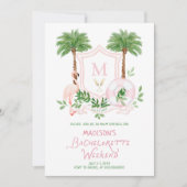 Palm Springs Monogram Crest Bachelorette  招待状 (正面)