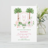 Palm Springs Monogram Crest Bachelorette  招待状 (スタンド正面)