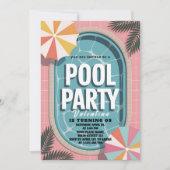 Palm Springs Pink Summer Pool Party Birthday 招待状 (正面)