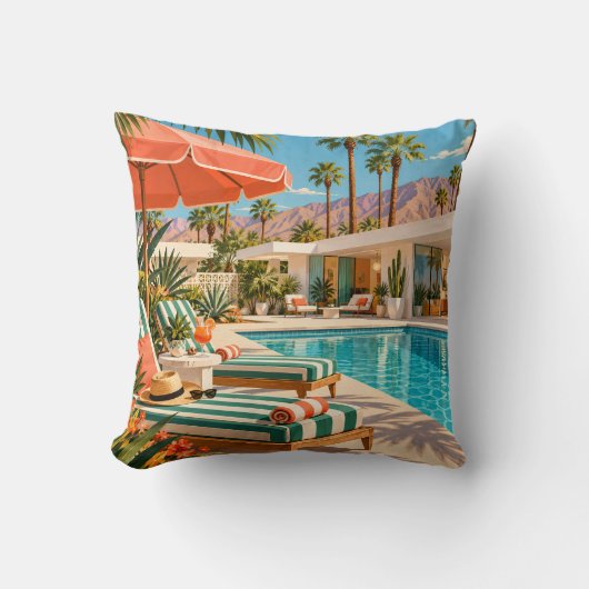 Palm Springs Poolside Retro Mid Century クッション (正面)