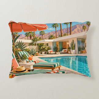 Palm Springs Poolside Retro Mid Century Modern Art アクセントクッション