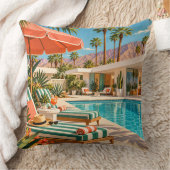Palm Springs Poolside Retro Mid Century Modern Art クッション (ブランケット)