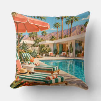Palm Springs Poolside Retro Mid Century Modern Art クッション