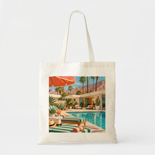 Palm Springs Poolside Retro Mid Century Modern Art トートバッグ (正面)