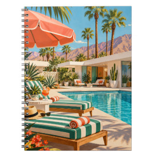 Palm Springs Poolside Retro Mid Century Modern Art ノートブック