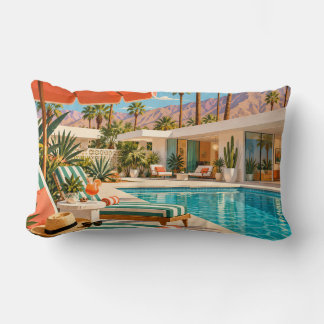 Palm Springs Poolside Retro Mid Century Modern Art ランバークッション