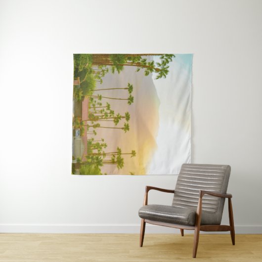 Palm Springs sunset day with mountains and palm tr タペストリー (インサイチュ(横))