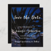 Palm String Lights Wedding Save the Date Card (正面/裏面)