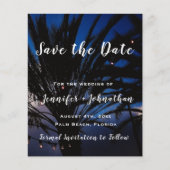 Palm String Lights Wedding Save the Date Card (正面)