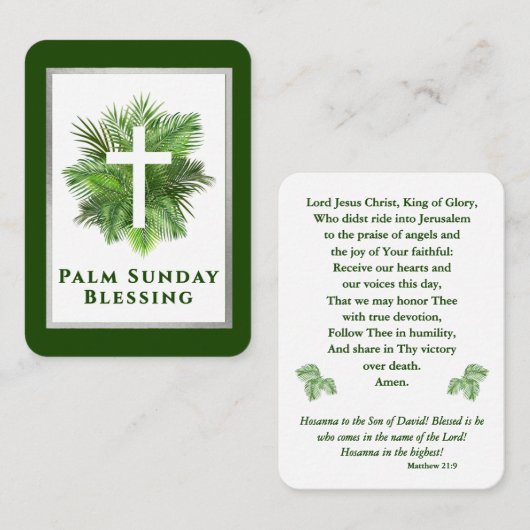 Palm Sunday Blessing Holy Week Prayer Card プレイスカード (正面/裏面)