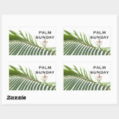 Palm Sunday Cross with Green Palm Frond  長方形シール (シート)
