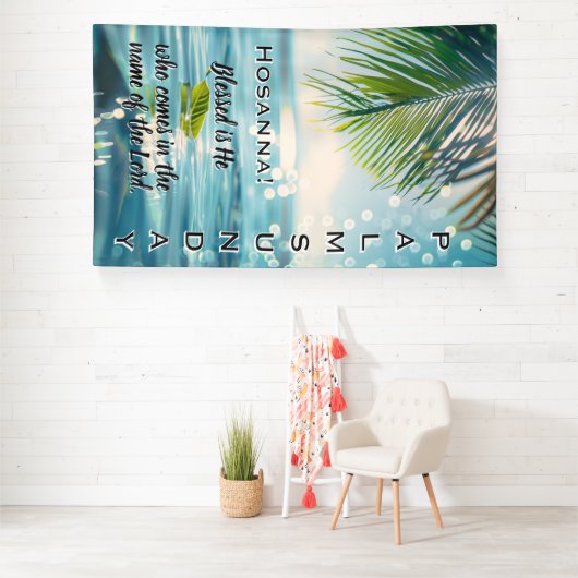 Palm Sunday Hosanna Scripture  横断幕 (インサイチュ)