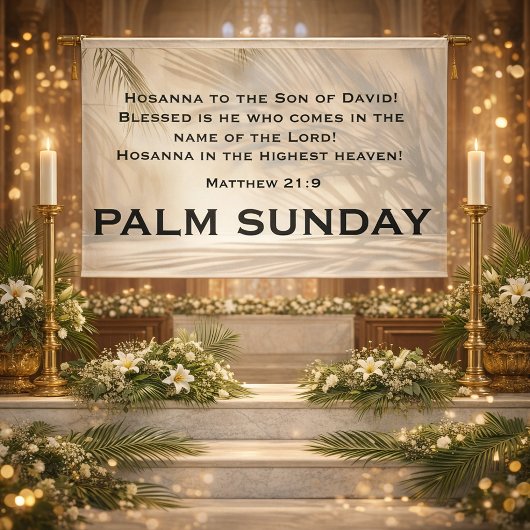 Palm Sunday Scripture with Soft Palm Shadows 横断幕