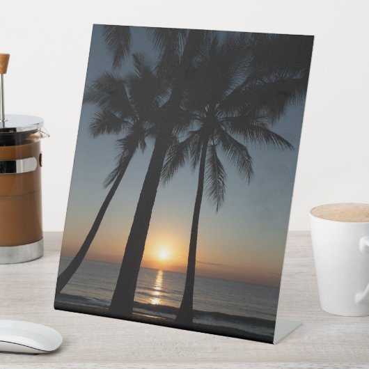 Palm Sunrise Décor Sign – Coastal Morning 台座サイン (インサイチュ)