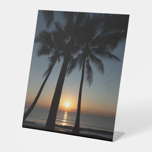 Palm Sunrise Décor Sign – Coastal Morning 台座サイン (正面)