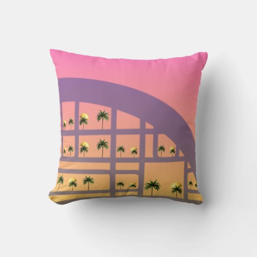 Palm Sunset Pattern Throw Pillow 16" x 16" クッション (正面)