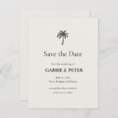 Palm TreeタイポグラフィのエレガントClean Save the Date 招待状 (正面/裏面)