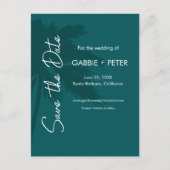 Palm Treeタイポグラフィモダンティール（緑がかった色）日付の保存 ポストカード (正面)