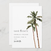 Palm Tree日付の保存招待状結婚 招待状 (正面/裏面)