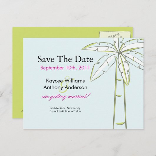 Palm Tree日付POSTカードを保存！ 案内ポストカード (正面/裏面)