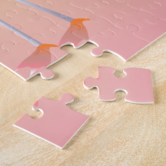 Palm Tree And Flamingo With Your Name ジグソーパズル (側面)