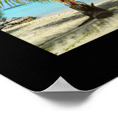 Palm tree and overwater resort poster with black ポスター (角)