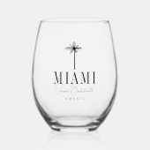 Palm Tree Bachelorette Party Personalized Glasses ステムなしワイングラス (正面)