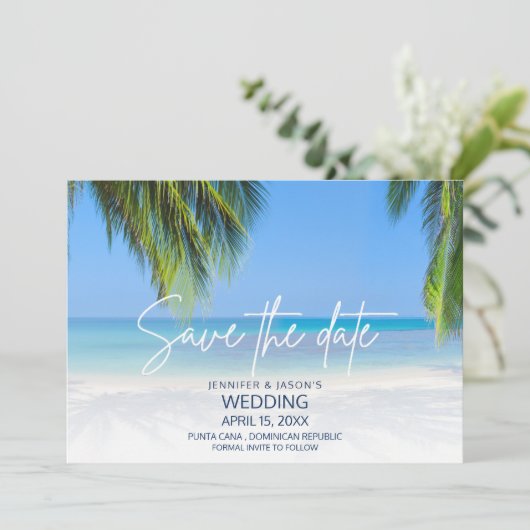 Palm Tree Beach Destination Wedding セーブザデート (スタンド正面)