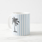 Palm Tree Beach Nautical Stripe コーヒーマグカップ (正面左)