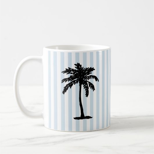 Palm Tree Beach Nautical Stripe コーヒーマグカップ (左)