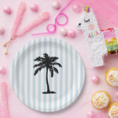 Palm Tree Beach Nautical Stripe ペーパープレート (パーティー)