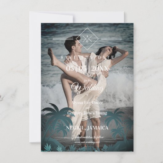 Palm Tree Beach Personalized Photo Engagement (正面)