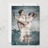 Palm Tree Beach Personalized Photo Engagement マグネット招待状 (正面)