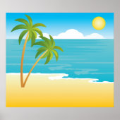 Palm Tree Beach Scene ポスター (正面)