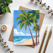Palm Tree Beach | Tropical Watercolor Blue Card